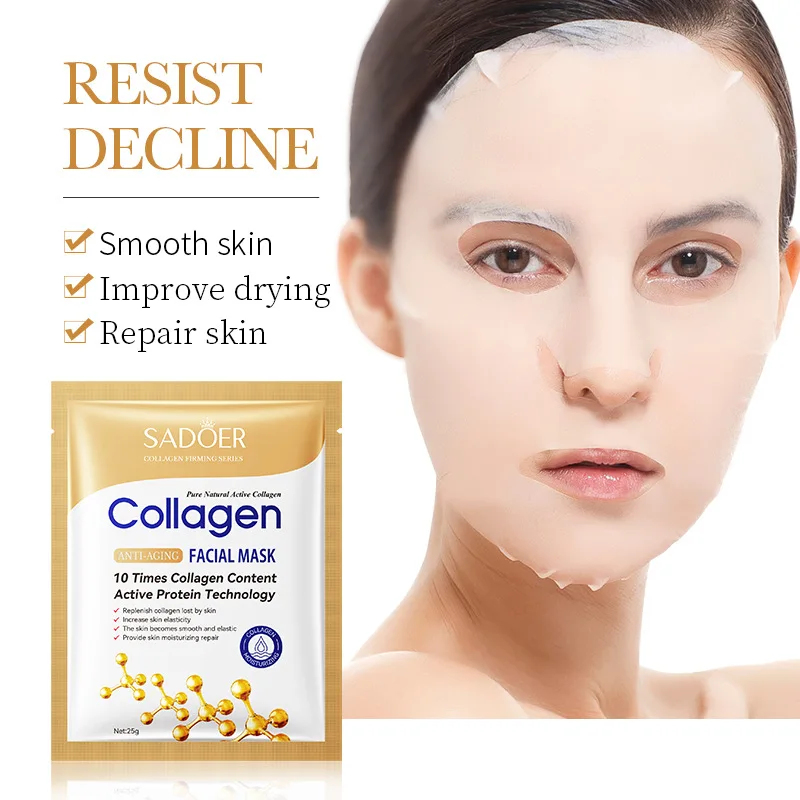 Sheet Mask Collagen - 50/30/20/10 шт. SADOER Коллагеновая маска для