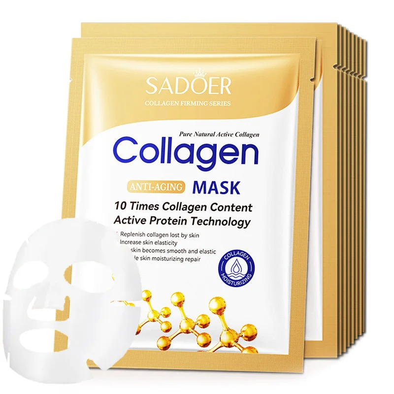 Sheet Mask Collagen - 10шт Антивозрастная коллагеновая листовая маска для
